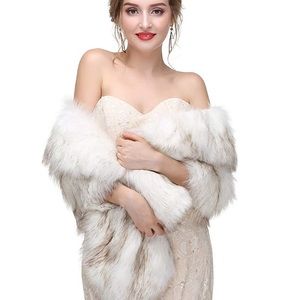 Beautiful faux fur white shawl wrap